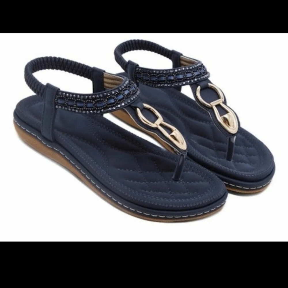 SIKETU  Navy Blue Sandals - Size 8